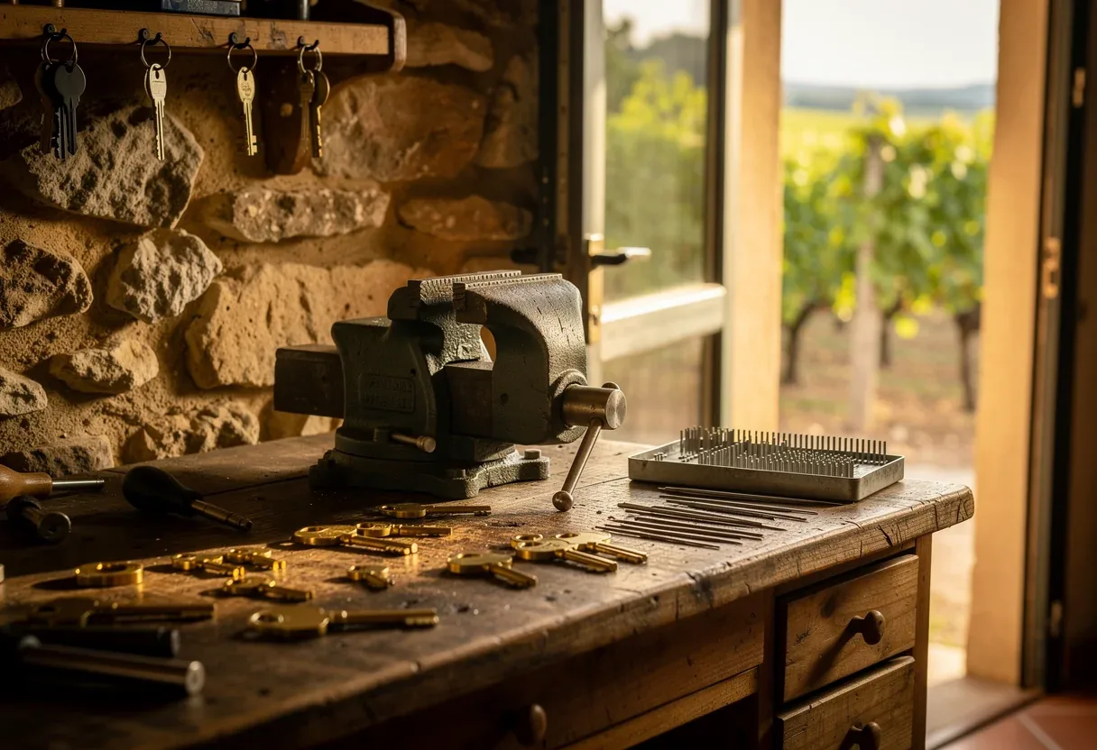 L'établi de l'atelier du serrurier de Rivesaltes